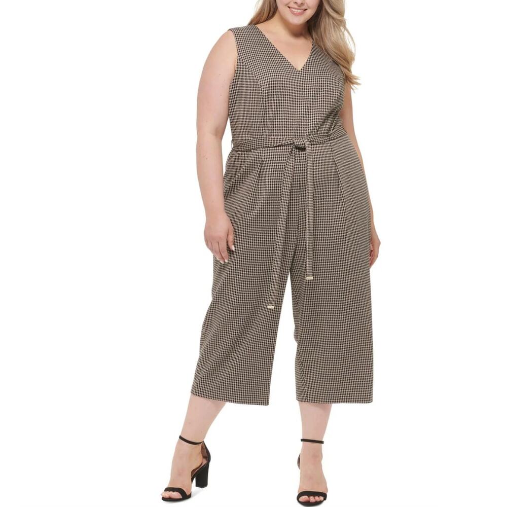Tommy Hilfiger Houndstooth Jumpsuit 20W Wide Leg City Explorer NWT Workwear